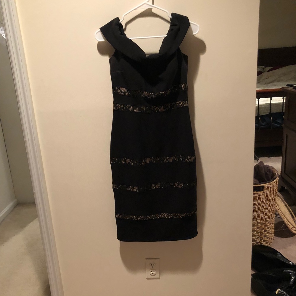 JS Collections formal black cocktail dress